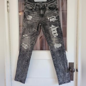 American Eagle jeans destroyed black acid wash